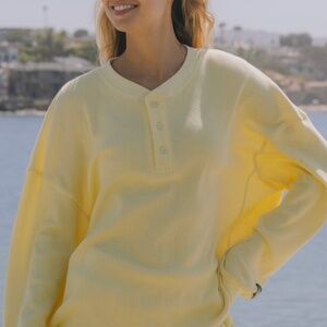 Daily Drills Lemonade Yellow Thermal Henley Shirt